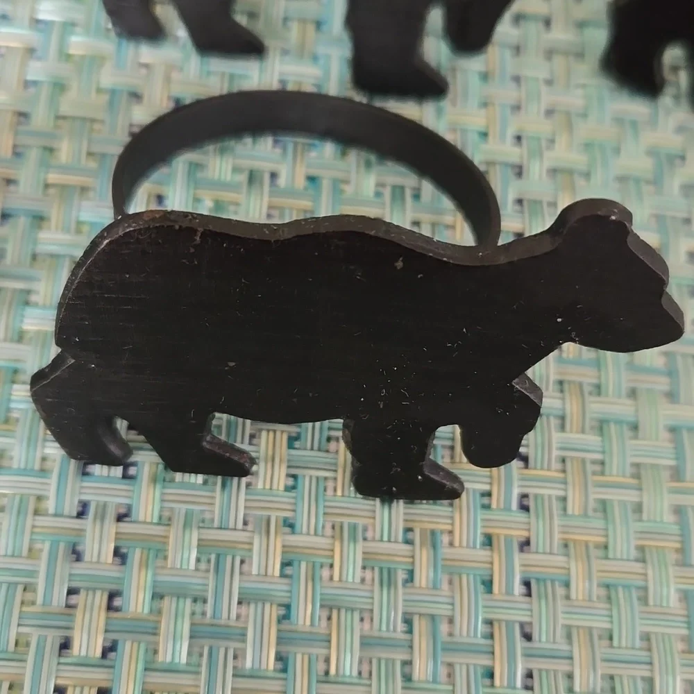 Black Bear metal Napkin Rings - Picture 6 of 7